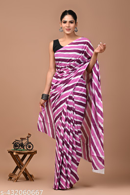 SITA MAHALAKSHMI FASHION Printed Leheria Cotton Blend Saree(Purple)