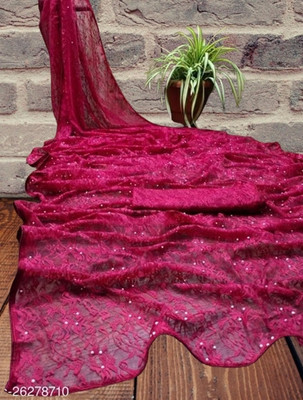 Nexafashion Solid/Plain Bollywood Net Saree(Maroon)