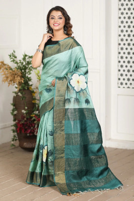 PremVastra Digital Print Bollywood Tussar Silk Saree(Blue)