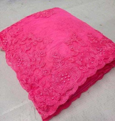 LUTAD FAB Floral Print Bollywood Net Saree(Pink)