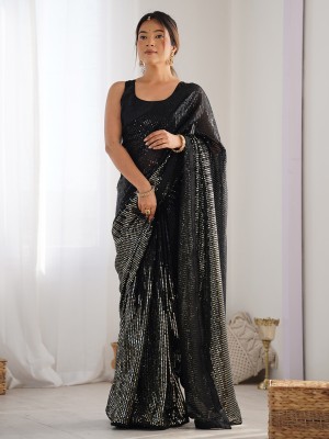 Tasrika Embellished Bollywood Georgette Saree(Black)