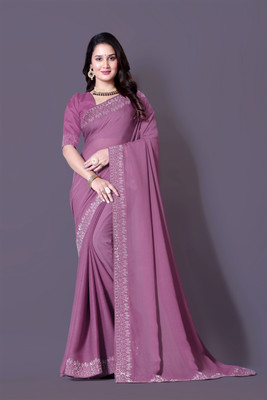 Lajamani Fashion Self Design, Embellished Bollywood Georgette Saree(Beige)
