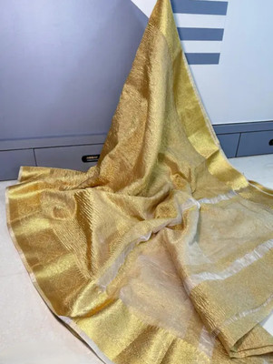 Divastri Self Design Banarasi Tissue Saree(Gold)