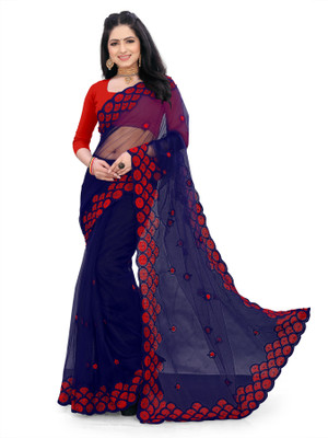 DEVKISONDESIGNER Self Design Bollywood Net Saree(Blue)