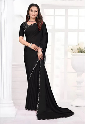 MAMTAIMPEX Dyed Bollywood Georgette Saree(Black)