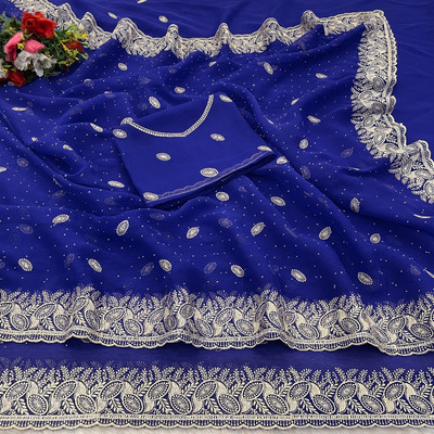 SHUBHDRASHTI NX Embroidered Bollywood Organza Saree(Blue)