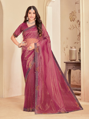 Sariya Embellished Bollywood Net Saree(Purple)