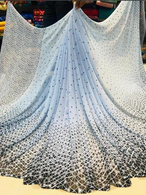 VISIONEMBRO Printed Bollywood Georgette Saree(Light Blue)