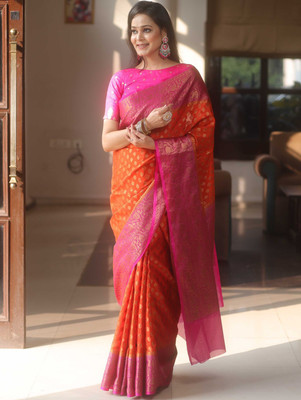 Varda Woven Daily Wear Art Silk Saree(Dark Green)