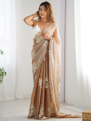 Sareemall Embellished Bollywood Organza Saree(Beige)