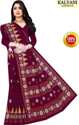 kalyani nx Printed Sambalpuri Pure Cotton Saree(Red)