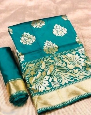 KanjiQueen Self Design Kanjivaram Art Silk Saree(Light Green)