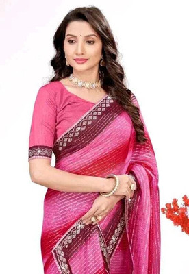 rajranitextiles Printed Bandhani Georgette Saree(Pink)