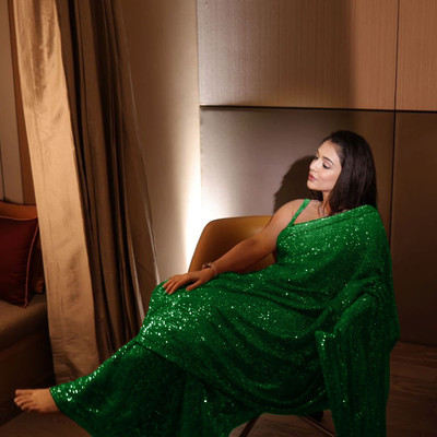 HEMLATA ENTERPRISE Embellished Bollywood Georgette Saree(Green)