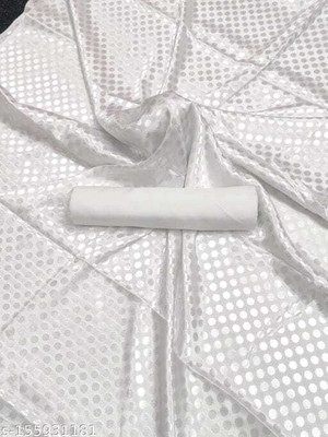 Veer Vision Woven, Self Design, Polka Print, Floral Print Bandhani Jacquard, Crepe Saree(White, Silver)