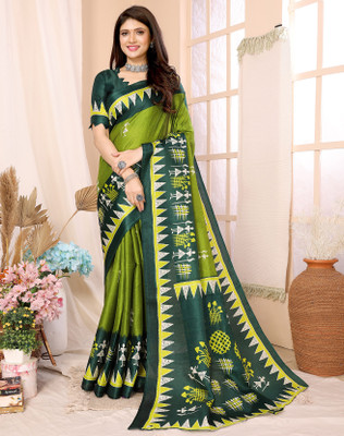 Divastri Printed Bollywood Art Silk Saree(Green)