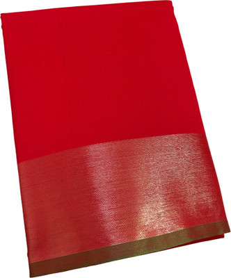 Montauk Fabians Solid/Plain Bollywood Silk Blend Saree(Red)