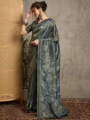 Sareemall Embellished Daily Wear Tissue Saree(Grey)