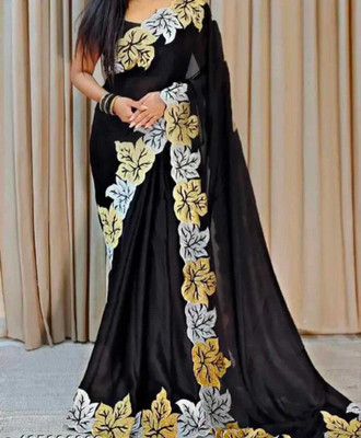 KHIMAJMAAFASHION Embroidered Bollywood Jimmy choo Saree(Black)