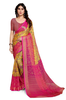 Emv Everymoment Vouge Printed, Floral Print Bollywood Brasso, Chiffon Saree(Multicolor)