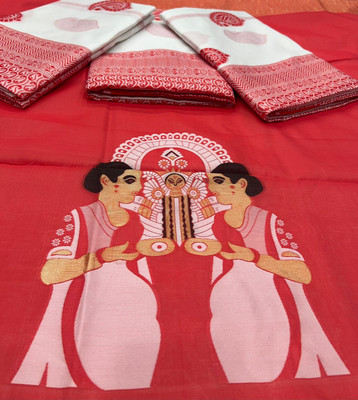 GATISHVAM TEXTILE Self Design Banarasi Art Silk Saree(White)