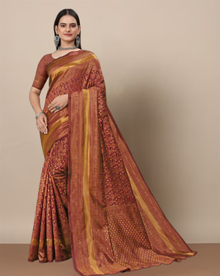 Divastri Woven Banarasi Silk Blend Saree(Maroon)
