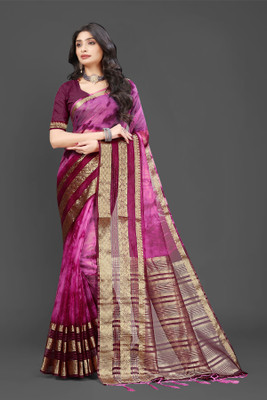 Aarunika MT Embellished Bollywood Organza Saree(Magenta)