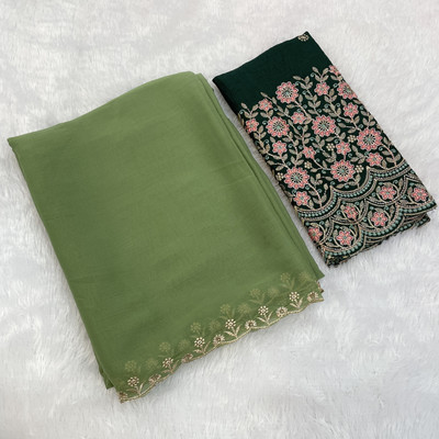 saanvi Embroidered Bollywood Georgette Saree(Green)