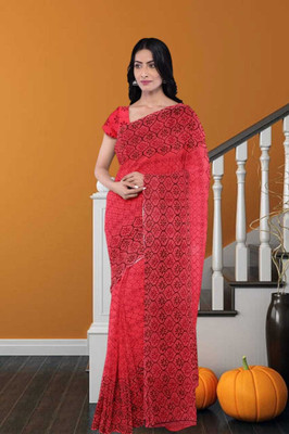 Classy Foriever Printed Daily Wear Georgette Saree(Red)