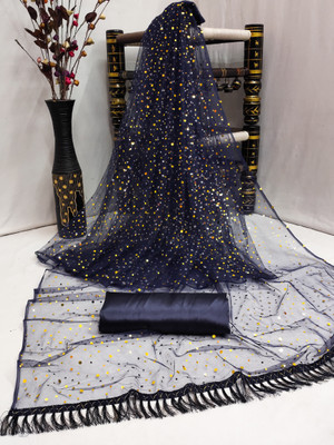 color bucket Polka Print Bollywood Net Saree(Dark Blue)