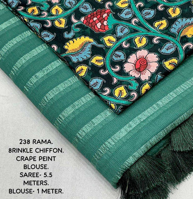 KKDFASHIONSTORE Checkered, Dyed Bollywood Chiffon Saree(Dark Green)