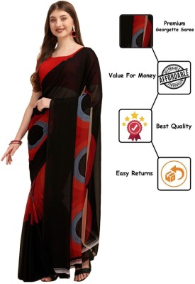 Bansi Ecom Printed Bhagalpuri Art Silk Saree(Black)