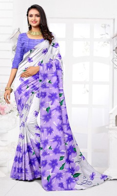 STYLEVEDA Paisley Daily Wear Georgette Saree(Purple, White)