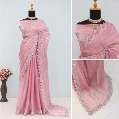 VarniRaaj Fashion Embellished Bollywood Jimmy choo Saree(Pink)