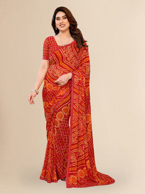 Moda Rapido Embellished, Printed Daily Wear Georgette Saree(Red)