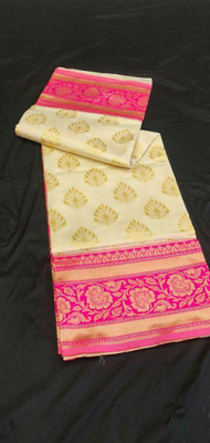 Aardhya Creation Self Design Bollywood Jacquard Saree(Cream)