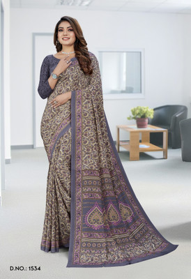 Novus Knitting Printed Bollywood Crepe Saree(Purple)