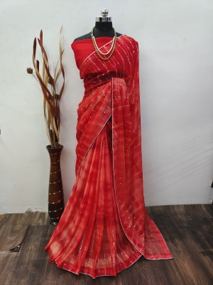 YUVIFLAIR Self Design Bollywood Lycra Blend Saree(Red)