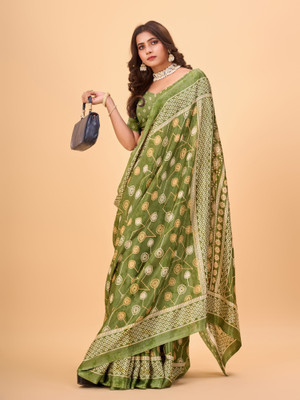 A V M Print Printed Daily Wear Cotton Blend Saree(Multicolor)