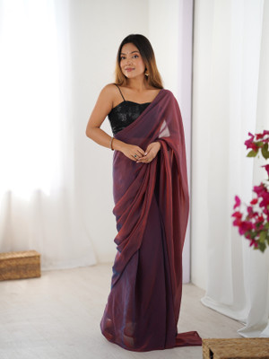HouseOfCommon Solid/Plain Bollywood Silk Blend Saree(Maroon)