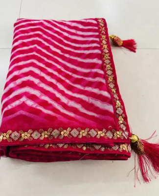 S.R.TEXTILES Striped Bollywood Georgette Saree(Red)