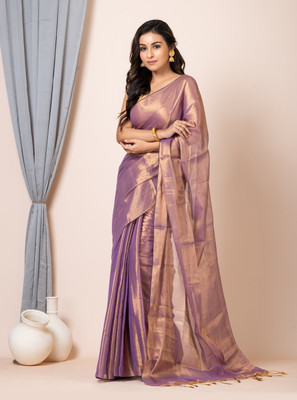 arup Solid/Plain Daily Wear Tissue Saree(Purple)