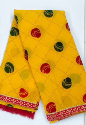 EVERYDAY CREATIONS Printed Bandhani Georgette Saree(Yellow)
