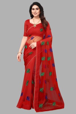 meaven tex Self Design Bollywood Net Saree(Red)