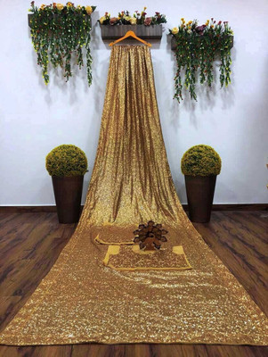 kamaldesigner Embroidered Bollywood Georgette Saree(Gold)