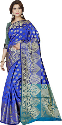 JS Clothing Mart Woven Banarasi Art Silk Saree(Light Blue)