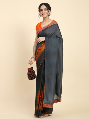 Rachna Floral Print Bollywood Viscose Rayon Saree(Brown)
