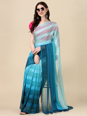 Granthva Fab Self Design Bollywood Silk Blend Saree(Light Blue)