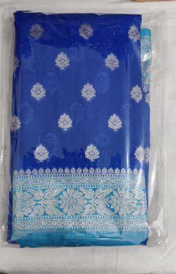 PoojaCreation Printed Banarasi Pure Silk Saree(Blue)