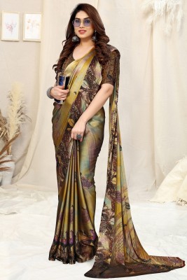 MIRCHI FASHION Printed, Blocked Printed Daily Wear Chiffon, Georgette Saree(Brown, Multicolor)